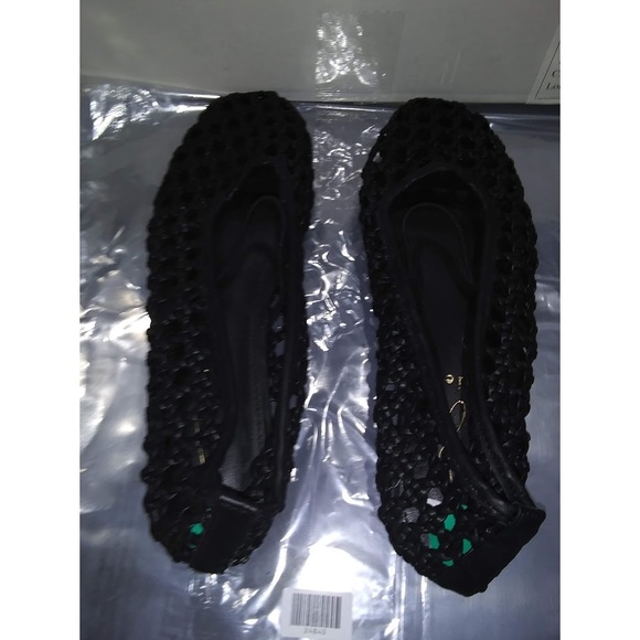 Joie Weavy Elegant Black Woven Ballet Mary Jane Flats